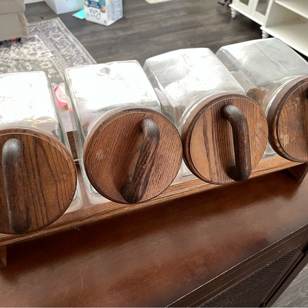 Wood and Glass Canister Set